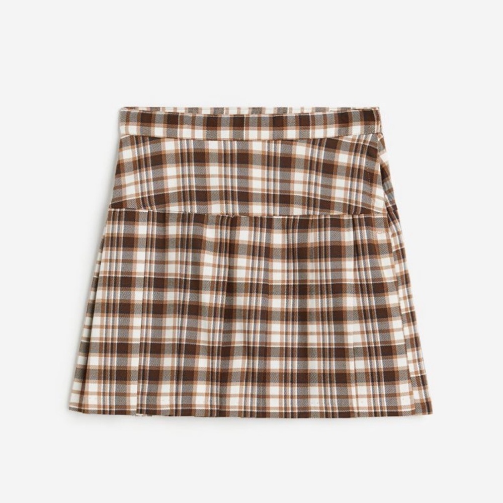 H&M Brown Plaid Pleated Skirt